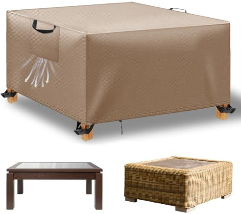 WUAYAMI Cubierta impermeable para muebles de jardín, resistente al viento, antiUV, resistente a los rayos UV, tejido Oxford 420D, para grupos de asientos, mesas de jardín, muebles de terraza, color