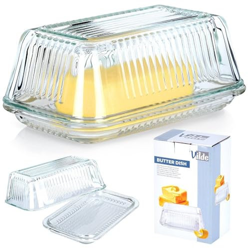 Vilde - Butterdose mit deckel aus Glas - Butterschale - Butterdosen - Butter behälter dish - Butterglocke - Butterbehälter - Butterbox - Butterfass - Kräuterbutter - Butterspender