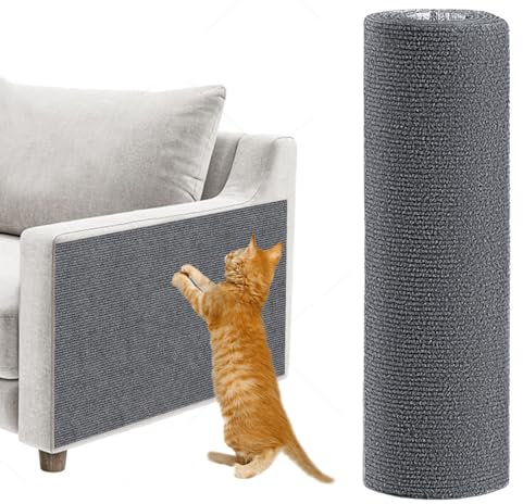 Cat Scratching Mat, Self-Adhesive Anti Scratch Furniture Protector, Reusable Sofa Protector From Pets, DIY Climbing Wall Carpet Couch Scratcher 40x200cm Grey