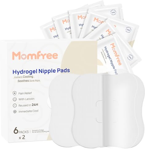 Hydrogel Nipple Gel Pads for Breastfeeding: Soothing Nursing Pads Reusable Instant Cooling Relief | Promotes Healing Irritated Nipples - 6 Packs(12 Count)