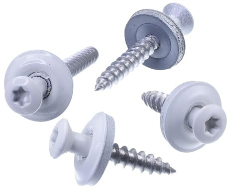 SECCARO Vite idraulica 4,5 x 60 mm, bianco puro RAL 9010, acciaio inox A2, disco di tenuta in EPDM da 15 mm, TX/esagono incassato rotondo, 75 pezzi