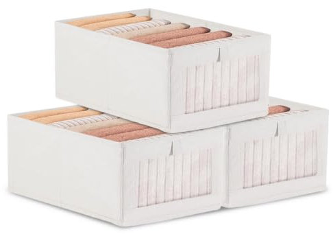 3 organizer per guardaroba, 40 x 27 x 16,5 cm, in tessuto, pieghevole, per riporre cassetti, salvaspazio, per biancheria, giocattoli, vestiti, libri