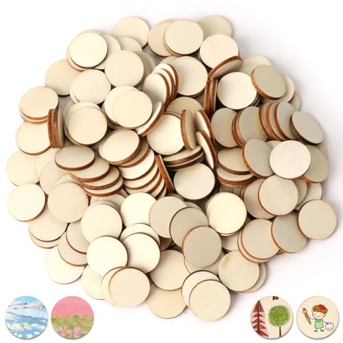 400 discos redondos de madera de 2 cm para manualidades, mini discos de madera natural sin tratar para manualidades, decoración de bodas, manualidades, scrapbooking, letreros de madera, adornos