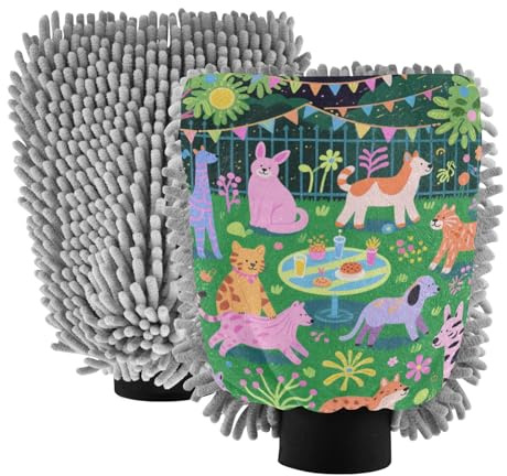 Manopla de lavado de coche para fiesta de animales coloridos, sin arañazos, guante de lavado para detalles de coche, trapo de lavado