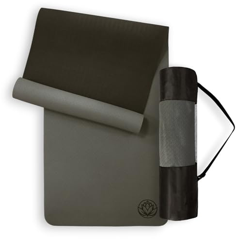VonBueren Yoga Matte rutschfest | ca. 183 x 61 cm grau | Yogamatte | Pilates-Gymnastikmatte