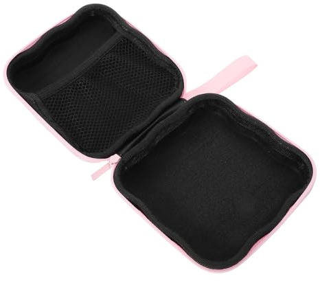 TOBBOMEY Portable Feminine Care Storage Box for Sanitary Napkins, Reusable Pink Heart Design Dispenser Bag for Bathroom and Travel Organizer