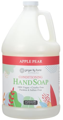Ginger Lily Farms Botanicals All-Purpose Liquid Hand Soap Refill, 100% Vegan & Cruelty-Free, Apple Pear Scent, 1 Gallon (128 fl. oz.)