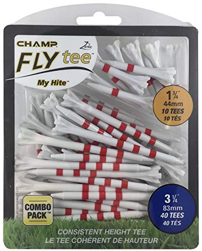 Champ My Hite Flytees - Golf Tees - 40x 83mm & 10x 44mm, Red / White