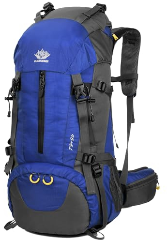 WoneNice 50L(45+5) Waterproof Hiking Backpack - Outdoor Sport Daypack with Rain Cover