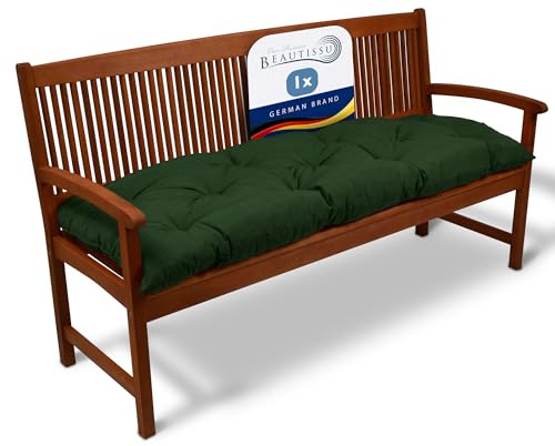 Beautissu Bänkdyna Flair BK Bekväm Sittdyna 100 x 50 x 50 cm Trädgårdsgunga eller 2 Sits Trädgårdssoffa Mörkgrön | 100 x 50 x 10 cm mörkgrön dyna utomhus sittbänk hollywoodgunga trädgårdsbänkkudde 2-sitsig stil BK