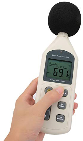 Sonew Schallpegelmessgerät, Tragbare Handheld Digital Lautstärke Messgerät 30dB bis130dB mit LCD-Display USB-Geräuschmessung