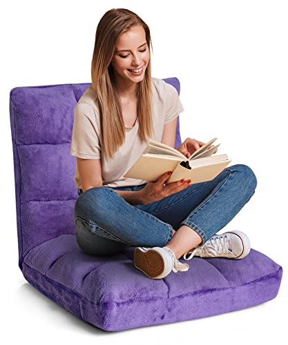 RELAX4LIFE Bodenstuhl Faltbar, Lazy Sofa, Meditationsstuhl, Bodensessel mit Verstellbarer Lehne, für Zuhause oder Büro, Farbewahl (Lila)