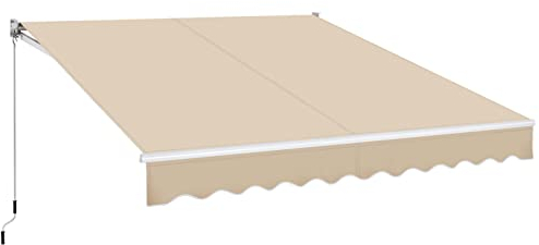 Yaheetech Store Banne de Balcon Auvent Rétractable avec Tissu Résistant aux UV et à l'eau pour Restaurant Fenêtre Porte 300 x 250 cm Beige
