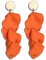 JeryWe Ohrclips für Damen Mädchen Ohne Ohrlöcher Lang Acryl Quaste Clip Ohrringe Bunte Blumen Baumeln Ohrringe Anhänger Tropfen Statement Ohrclips für Nicht Durchbohrte Orange