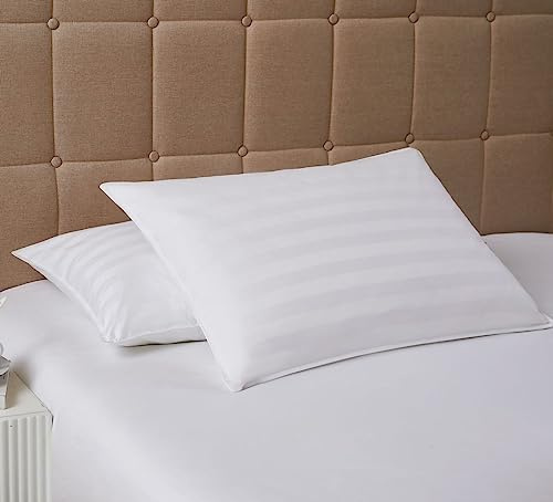 DOWNLITE Down Extra Thin, Flat & Soft Pillow for Stomach Sleepers (Hypoallergenic) (Standard/Queen)
