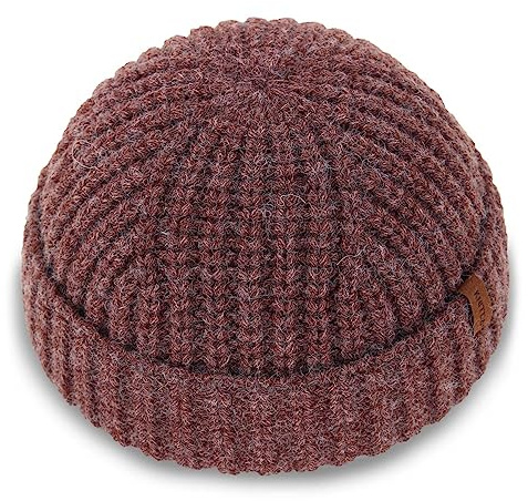 KNITDAY Berretto Corto da Pescatore in Lana Grossa con Teschio per Uomo, Cappello Spesso da Skater Streetwear da Pescatore Berretto Quotidiano, Marrone, M/L