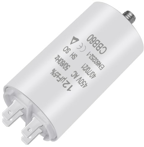 OFFCUP CBB60 Condensateur de Démarrage, 12μF 450V Condensateur Moteur Connecteur 50/60Hz pour Pompe Piscine Climatiseur Moteurs et Ventilateur 95 x 35 mm