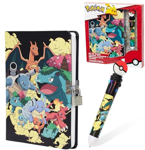 Pokemon journal set för barn tonåringar dagbok med lås eller anteckningsbok med penna hemlig dagbok skolmaterial Pikachu söta saker gåvor för barn (set med flera anteckningsböcker)