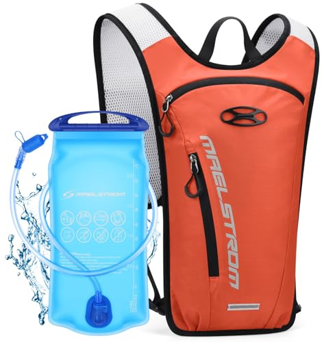 Maelstrom Hydration Backpack, Hiking Backpack with 2L Water Bladder, Running Hydration Vest for Cycling Hiking Rave for Men Women,Orange
