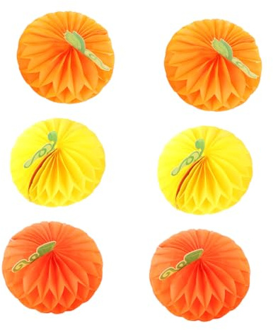 Ipetboom 6 Piezas Unidades Colgantes Calabaza Papel Panal Decoración Fiesta Halloween Colores Surtidos Ligero Plegable Festivo