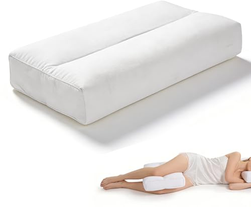 Zinueen Cuscino per ginocchia per chi dorme sul fianco, altezza 11 cm, in cotone per allineare la colonna vertebrale e alleviare la pressione per fianchi e gambe, lavabile in lavatrice