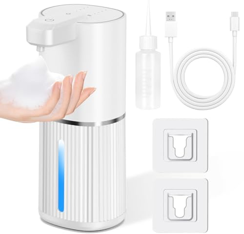 KOHRIUK Dispenser Sapone Automatico a Muro 380 ml,IPX5 Impermeabile, Touchless,Ricaricabile USB-C,per Cucina, Bagno,Sala da Pranzo(B)