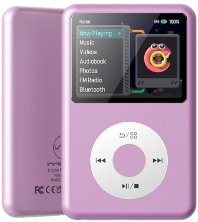 Innioasis Y1 64GB MP3 Player - Zeitlose Klasse: Touch Wheel-Steuerung, Bluetooth, Video-Player, Hörbücher, FM-Radio, Kinder Musikplayer （lila）