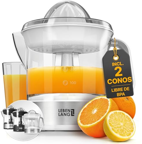 LEBENLANG Exprimidor de naranjas electrico - 2 conos & sin BPA & 700ml