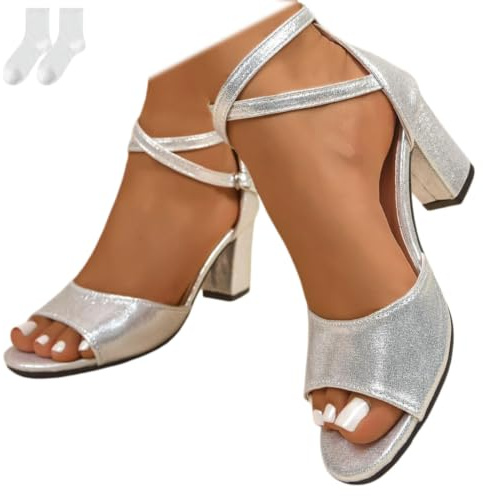 Women's High Heel Sandals with Block Heel, Elegant Open Toe Sandalettes