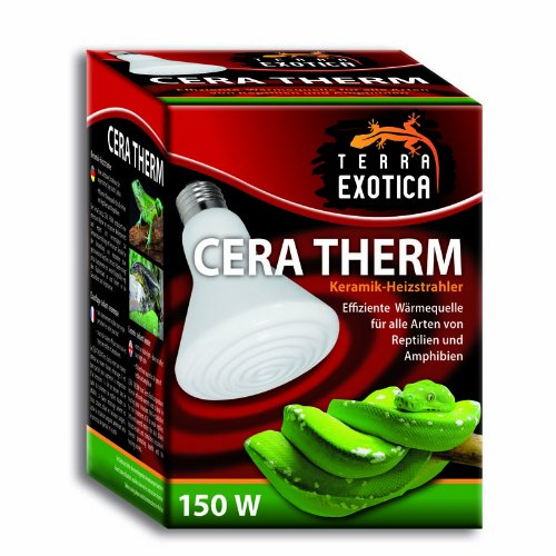 Terra Exotica Keramik Heizstrahler - Cera Therm 150 Watt mit E27 Gewinde - Terrarium Wärmelampe für Reptilien, Chamäleons, Bartagamen, Schildkröten, Spinnen - Heizlampe für Küken, Wachteln