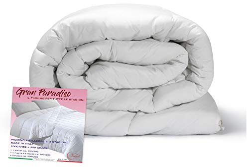 Tex family Piumino 4 Stagioni Gran Paradiso Made in Italy, Anallergico, Morbida Microfibra, Combinabile per Estate e Inverno - 1 Piazza e Mezza Cm 200x200