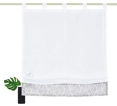 My home Raffrollo »Camposa« transparent mit Schlaufen weiß H/B 140/45 cm