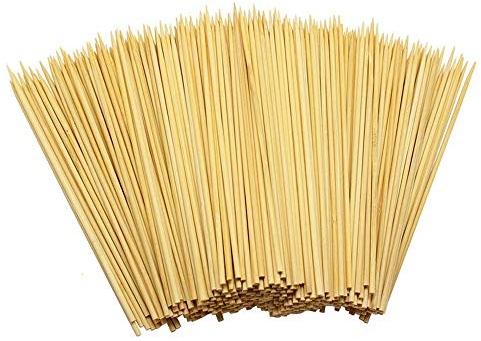 Amasawa 100 Pièces Brochettes en Bois,Brochettes pour Barbecue,4 mm*35 cm Bâtons de Brochettes de Bambou,Barbecue Fruits Chocolat Fontaine à Fondue,Brochette pour Fruits