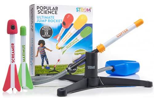 POPULAR SCIENCE Ultimate Jump Rocket | Vuelo masivo de hasta 300 pies | Lanzador de juguetes de cohete Stomp | Juguete multicohete al aire libre para jardín o patio trasero | Juguetes y regalos de
