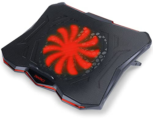 ENHANCE Cryogen 5 Gaming Laptop Cooling Stand - Laptop Cooler with 7 Adjustable Height Settings & Dual USB Port for 17 inch Laptops - 1 Ultra Quiet High Performance LED Laptop Fan 800 RPM - Red