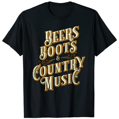 Bottes de bière amusantes et musique country western T-Shirt