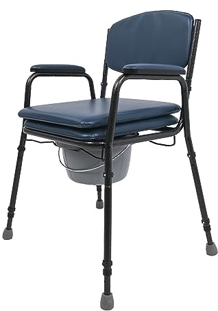 SANITEC - Silla con WC Inodoro ACOLCHADA COMMODE - Silla Orinal PORTÁTIL Regulable - Váter portátil con Bidet Acoplable - Silla de Baño para Ancianos - Silla de Baño Geriátrica - Cómoda y Resistente
