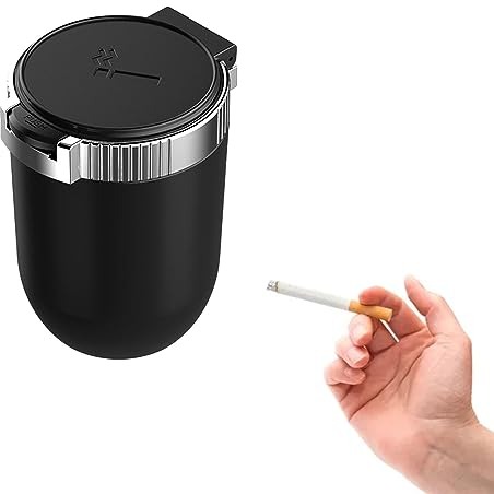 Posacenere Auto Portatile - Universale con Coperchio per Casa, Ufficio e Viaggi, 1PC (Argento)