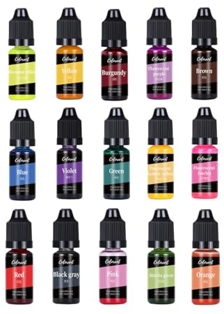 Kerzenwachs Farbe, Kerzenwachs, Kerzen Farbe, 15 Farben, Farbe für Kerzenwachs, für die Kerzenherstellung Hochkonzentrierte Flüssige Kerzenfarbe, für DIY Kerzenherstellungsbedarf Kit- je 10 ml