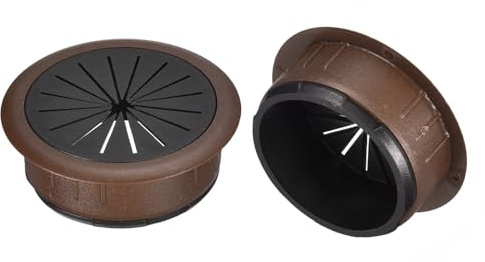 QUARKZMAN 2 st kabelhålshölje, 2 tum (50 mm) ABS kabelhålsskydd för kontorsskrivbord kabelorganisatör, brun