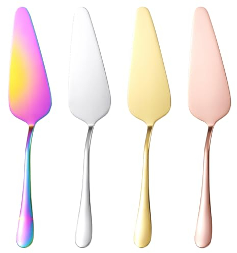 HIKPACKER Tortenheber Set Edelstahl, 4 Farben Kuchenheber mit Gezackten Kanten, Tortenheber Edelstahl, Kuchenheber & Tortenheber, Buntes Tortenheber Tortenschaufel Edelstahl für Küchen Restaurants