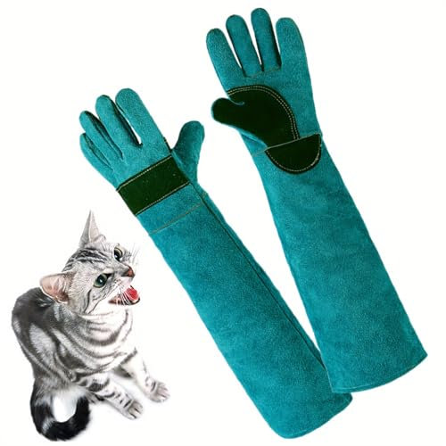 Animal Handling Gloves Bite Proof - 45cm/17.72in Pet Anti-Bite Work Gloves, Bird Cat Dog Snake Lizard Falconry Bite Resistant Protective Gloves for Welding, Gardening, Pruning, Pet Grooming (Green)