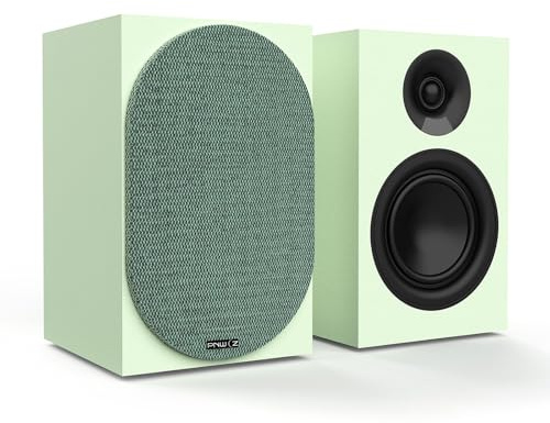PNWCZ 5,25-Zoll Passive Bücherregal-Lautsprecher in Avocadogrün – Mit abnehmbarem magnetischem Schutzgitter (Premium Holzgehäuse, HiFi-Sound) (grün)-Benötigt Verstärker oder Empfänger für den Betrieb