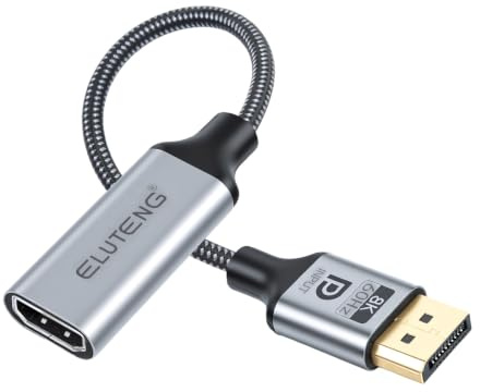 ELUTENG 8K Displayport till HDMI-adapter, ensidig DP till HDMI-omvandlare | 0,3 m 8K 60 HZ DP-dator till HDMI-skärm kompatibel med AMD, NVIDIA, bärbar dator, projektor, skärm