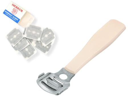 MERKUR Corn Callus Razor 923 with 10 Replacement Blades | Professional Foot Care Callus Remover | C95 Carbon Steel Blades | Made in Germany