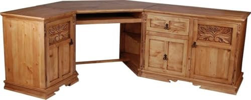 MiaMöbel Schreibtisch Mexico Möbel 218x80x163 cm Landhausstil Massivholz Pinie Honig