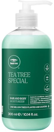 Tea Tree Hair and Body Moisturizer Leave-In Conditioner, Body Lotion, After-Shave Cream, For All Hair + Skin Types, 10.14 fl. oz.