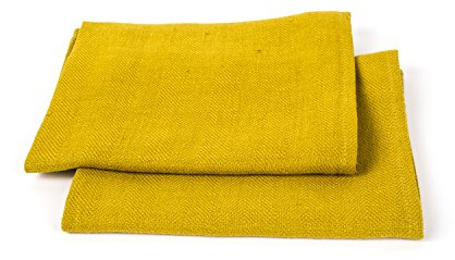 LinenMe 33 x 50 cm Set di Due Asciugamani in Lino Lara, Uno per Le Mani e Uno per Gli Ospiti, Giallo/Limone