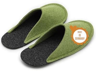 Pantoffelmann gästtofflor i ullfilt | Lindgrön | Storlekar 36–47 | Andningsbara och bekväma med filtsula | Ergonomiska och halksäkra