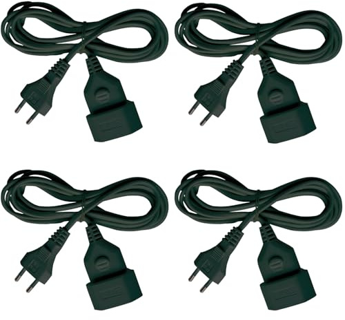 4x Brennenstuhl Kunststoff-Verlängerungskabel 5m schwarz, 1161800